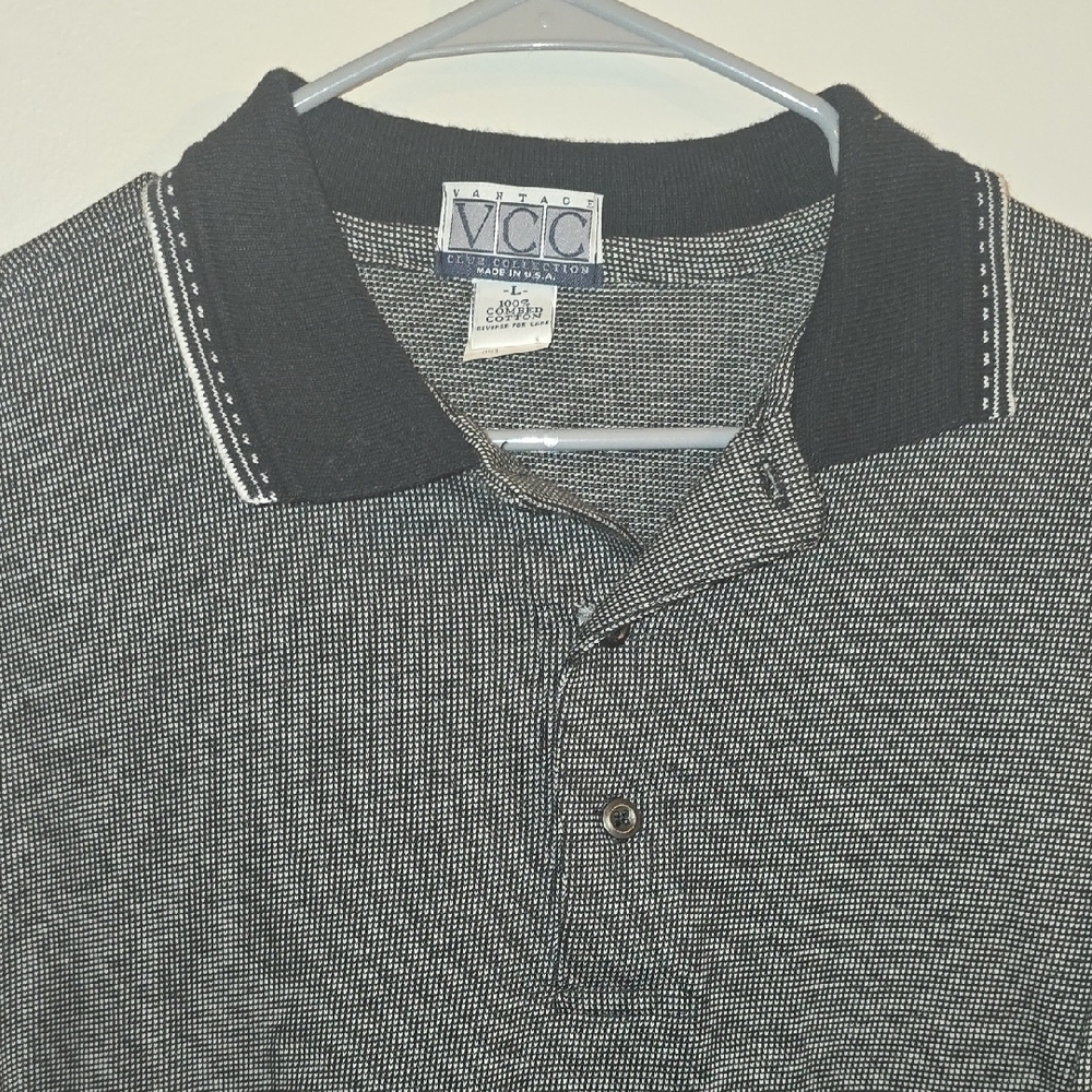 VCC Vantage Men's Polo Shirt in Black and Gray Made In Usa Vintage LOT M - Picture 5 of 6